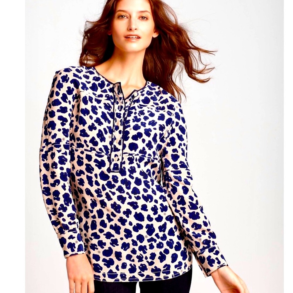 TORY BURCH ROBIN PRINT SILK TOP SIZE 4